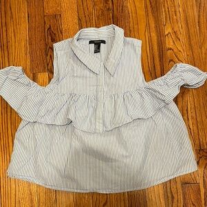 Forever 21 Blue and White Striped Blouse